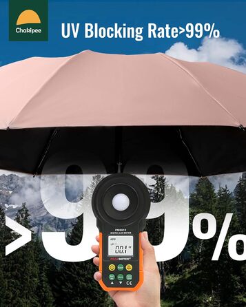 Чакіпі Годинник-парасолька великий, стійкий до вітру, компактний, для подорожей, автоматичний, для жінок та чоловіків, портативний, захист від УФ-променів, парасолька-кишеньковий, покриття 210T, діаметр 97 см, 8 спиць (рожевий)