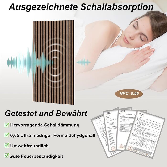 Акустичні 3D-панелі з дерева AKK-PANE 240x60 см (1,44 м²), стінові шумопоглинаючі панелі для кухні, вітальні та офісу, колір: темний горіх