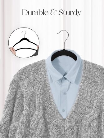 В'язки для одягу з велюру 20 шт. - В'язки для одягу, що економлять місце, для костюмів, тонкі антиковзаючі вішалки для штанів, поворотний гачок на 360°, широкі вішалки для одягу, міцні велюрові вішалки (Чорний)