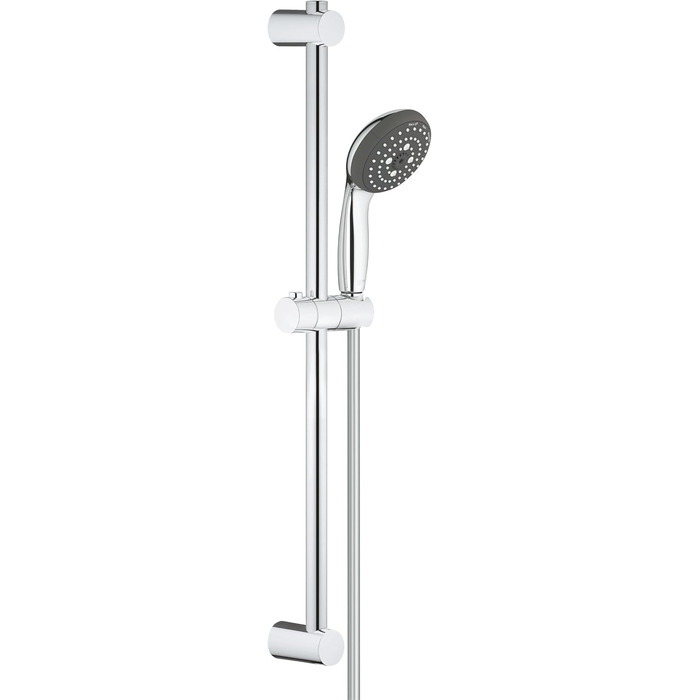 Душова лійка GROHE Vitalio Start 100, хром, кругла, з набором для стійки, 3 струмені, водозберігаюча
