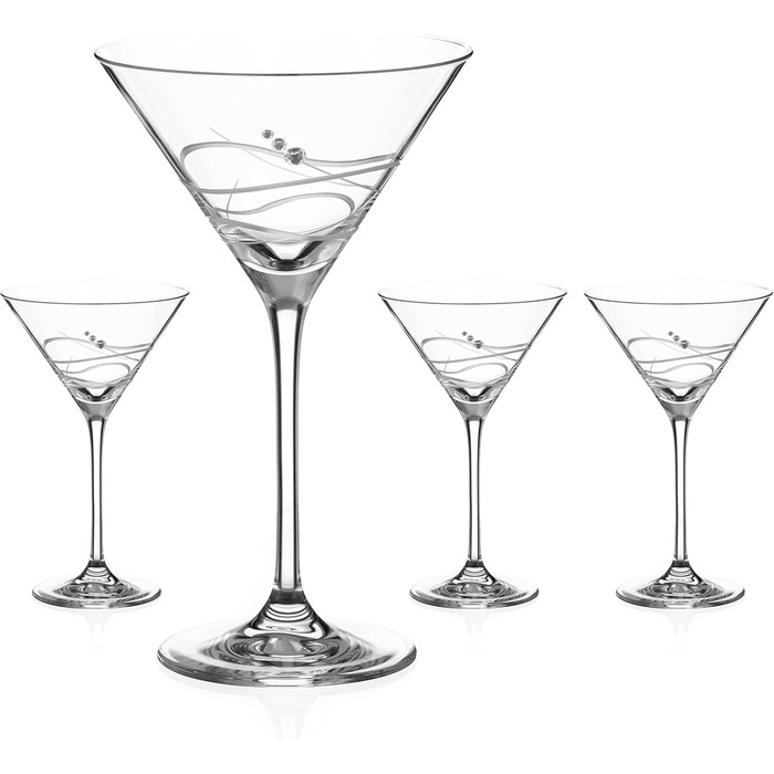 Бокали для коктейлів Martini DIAMANTE 'Soho' з кристалами Swarovski, набір 4 шт. в подарунковій упаковці
