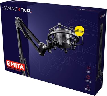 Trust Gaming GXT 253 Emita: мікрофонний кріплення-планка, стійка для мікрофона, регульована, з кабелем 290 см, чорний