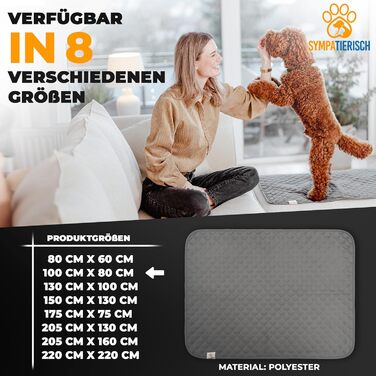 Водонепроникний плед для собак SympaTierisch - захисний килимок для дивана та ліжка - нековзкий, підходить для великих собак, можна прати в пральній машині, 100 x 80 см, сірий