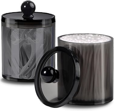 Організатор для ватних дисків та паличок AIMIXUN, набір 2 шт, чорний, прозорий диспенсер, для ватних паличок, зубної нитки, шпиньок