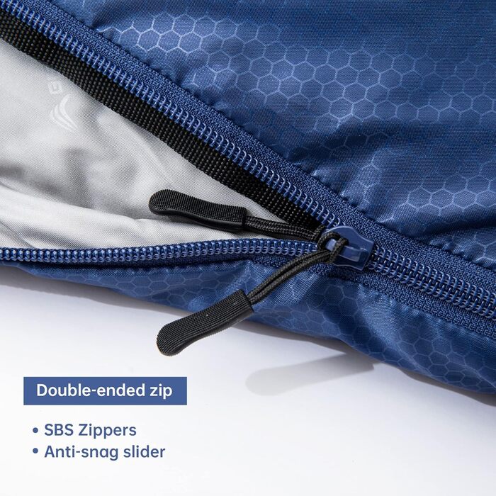BISINNA XXL Sleeping Bag for Adults - 3-4 Season Warm Camping Sleeping Bag - Wide Plus Size Outdoor Sleeping Bag (Blue, 1.5kg Right Zipper)