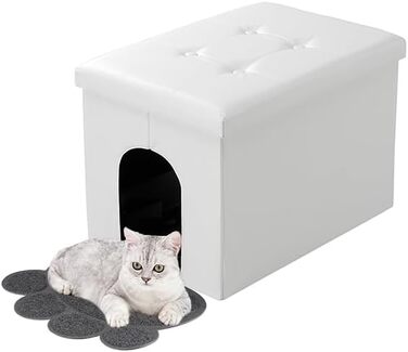 MEEXPAWS шафа для котячого туалету, біла комод-сидіння для прихованого туалету кота, меблі для лотка, 65×45×45 см