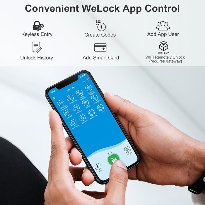 Електронний замок WELOCK PCB01 для вхідних дверей, керування через додаток, RFID-карта, Wi-Fi, для дверей 50-100 мм