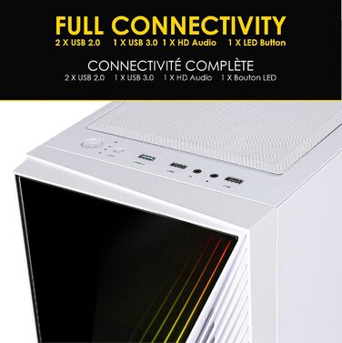 Корпус для ПК Empire Gaming Gamer Crystal ARGB – Білий, середній Tower ATX/Micro ATX/ITX з 3D-дзеркальним ефектом та RGB підсвічуванням