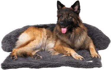 Крісло-ліжко для собак Pfoten&nasen® розмір M (90x80 см), вологостійкий килимок, захист дивану, для великих, середніх та маленьких собак. (Темно-сірий, S - (80x75 см))