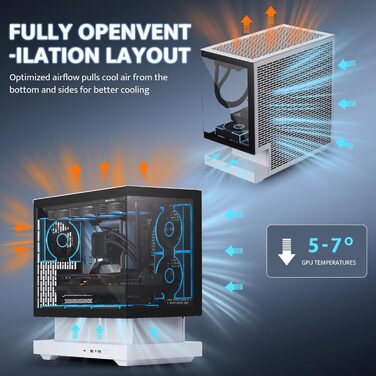 darkFlash FLOATRON F1(2025) - Корпус для ПК Micro-ATX з ефектом левітації, підтримка 360mm AIO, Typ-C, без RGB підсвітки