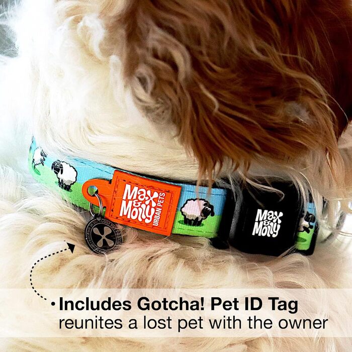 Нашийник для собак Max & Molly Gotcha! з Smart ID, чорний, M (13-21 см), водонепроникний, зручний, для середніх собак