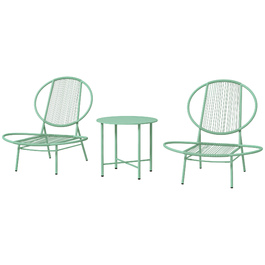 Набір для відпочинку на вулиці Outsunny Bistro-Set, 3 частини, зі сталі, стійкий до погодних умов. Набір садових меблів з бістро-столом, ергономічними стільцями у формі мушлі, набір для балкону та саду, група сидіння, набір для саду, зелений | Aosom