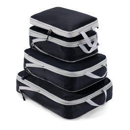 Набір кубиків-органайзерів для валізи Meowoo (4шт) - кубики-компресори, чорний