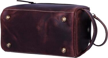 Шкіряна косметичка для чоловіків Aaron Leather — дорожній набір для догляду, темно-коричнева (горіх), з подвійною блискавкою