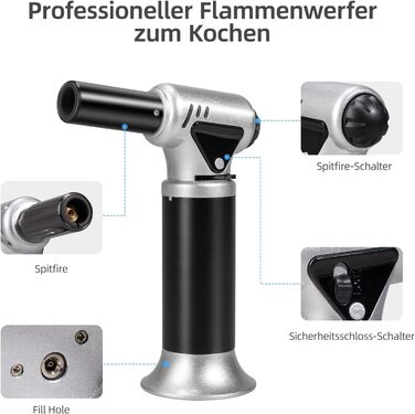 Газовий пальниковий набір Carehabi Flambierbrenner для кухні, приготування Creme Brulee, гриля, кемпінгу (бутан не входить до комплекту)