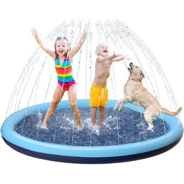 Дитячий розбризкувач Kinder з антиковзким покриттям, 200 см, іграшка для води, басейн для собак, ігри на вулиці, Splash Pad (блакитний)