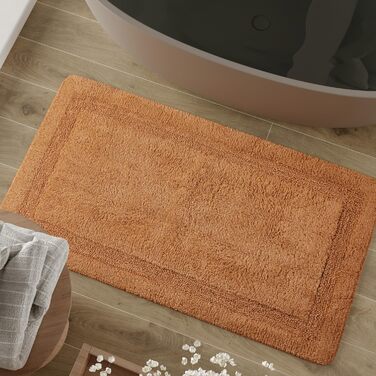 Килимок для ванної кімнати Wecon Home Hilda – сучасний ретро-дизайн, антиковзаюча підкладка, сертифікат Oeko-TEX Standard 100, можна прати в пральній машині – м'який, легкий у догляді та стильний (55 x 65 см, бежевий)