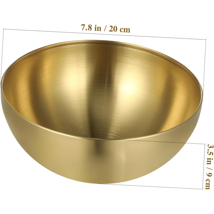 Салатник з нержавіючої сталі Garneck Gold – великий 26 см, для рамену, стильний, для кухні, для змішування, приготування та подачі, миється в посудомийній машині