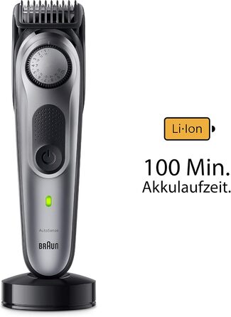 Триммер для бороди Braun Series 7 BT7420, акумуляторний, сірий - професійний тример з 40 насадками, водонепроникний, з Gillette Fusion5