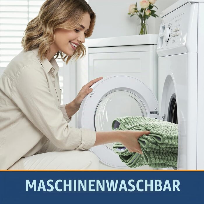Товстий килимок для ванної кімнати Homaxy з chenille, 61×120 см, трав'янисто-зелений — м'який, антиковзаючий, вологопоглинаючий килим для душу з TPR-підкладкою, що миється в машинці