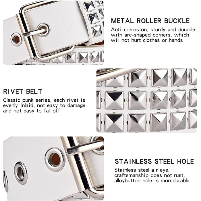 Металевий ремінь з пірсингом для жінок та чоловіків - Панк Рок стиль