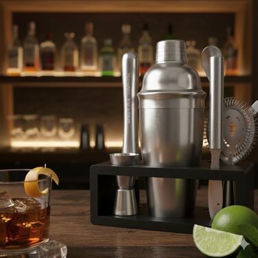 Набір шейкерів для коктейлів Highball & Chaser: професійний барний набір для приготування коктейлів + електронна книга з 30 рецептами (срібло)