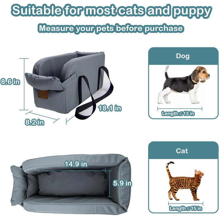 Автокрісло для собак та котів Booster - сірий, до 10 кг