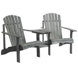 Крісло Adirondack Outsunny на 2 місця з журнальним столиком та отвором для парасольки, садовий комплект крісел, садові меблі для балкону з масивного дерева сірого кольору, розмір 178 x 87 x 92 см