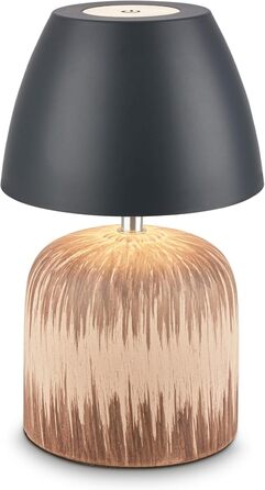 LED лампа BRILONER настільна бездротова IP44 з торканням, регульована яскравість, керамічний цоколь, нічник, лампа для читання, декоративна лампа, настільна лампа, акумуляторна лампа, для вулиці, 13,5x22 см, (антрацит-дерево)