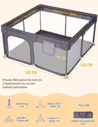 Dripex Playpen Baby 120x180cm, Playard Baby 300D Oxford Fabric, Baby Playpen with Breathable Mesh, Large Safety Play Area, Playpen, Grey