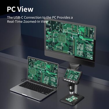 Цифровий мікроскоп Ashfly LCD 500x з дисплеєм 4.3 дюйма, 1080P, USB, 8 LED, сумісний з MacOS/Windows, для дітей та дорослих