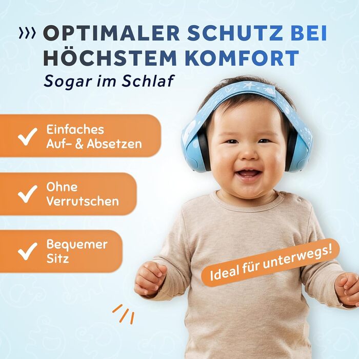 Schallwerk Mini+ - Навушники-захисники для малюків - високоякісні навушники для захисту від шуму для дітей - захист слуху для дітей, захист слуху для немовлят, навушники-захисники для немовлят, захист від шуму, небесно-блакитний