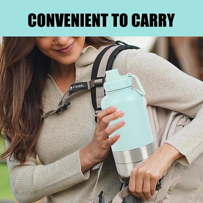 Термофляга для собак 950 мл 3-в-1 з мискою та водопоєм, з нержавіючої сталі, для подорожей та активного відпочинку (Блакитний, L)