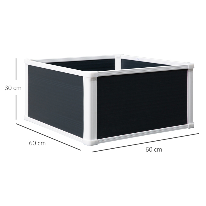 Outsunny Піднятий грядок з квітником/ящиком для рослин 60x60x30 см з функцією дренажу з пластику для овочів та трав сірого кольору