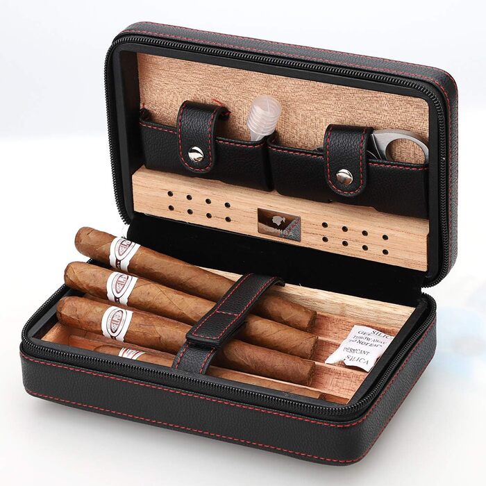 Чохол для сигар Time C Club з натуральної шкіри, портативний, з різаком та зволожувачем, подарунок для друзів нареченого, на день народження, на День батька, на річницю