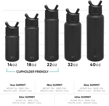 Simple Modern Trinkflasche mit Strohhalm und Chug-Deckel | Stainless Steel Insulated Water Bottle with Straw and Chug Lid for Sports Gym | Summit | 950ml | Checkmate
