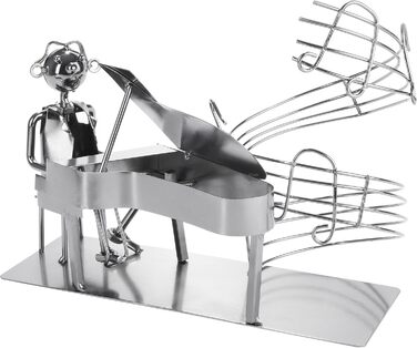 BRUBAKER Wine Bottle Holder Pianist at the Piano - Metal Bottle Stand of a Piano Player with Greeting Card for Wine Gift