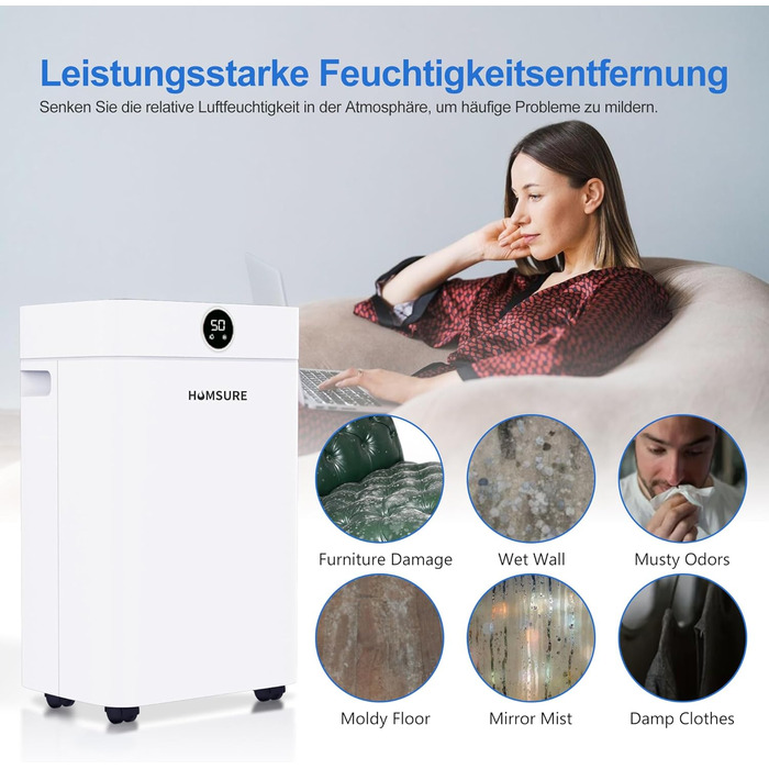 Вологопоглинач повітря 25л з таймером 24г, автоматичним розморожуванням та безперервним відведенням води