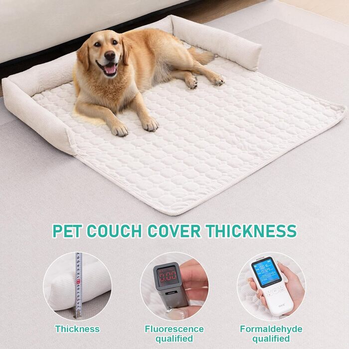 OKYUK Лежанка для собак, м'яка та зручна, лежанка-кошик, диван для собак, чохол для дивана, ручне прання, неслизька, підходить для собак з довгою шерстю (темно-сірий, 75x75x13 см) (90x90x10 см, бежевий)