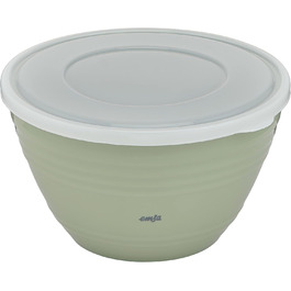 Emsa K32527 Prep&Bake Plastic Mixing Bowl 2.75 L | with a preserving lid for refrigerator storage | non-slip base | perfect stability when mixing | dishwasher safe | Green