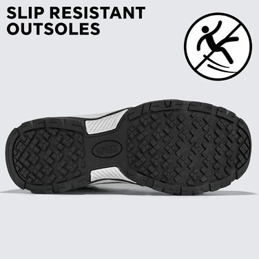 Черевики безпеки унісекс SPIEZ для чоловіків та жінок, робочі черевики-кросівки, м'які черевики з захисною підошвою, легкі черевики для роботи та повсякденного використання, розміри EU36-46 (Чорно-сірий)