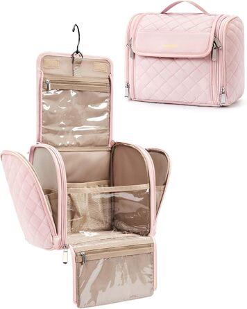 Організатор для косметики BAGSMART, велика косметичка для жінок, водонепроникна сумочка для туалетних аксесуарів, рожева