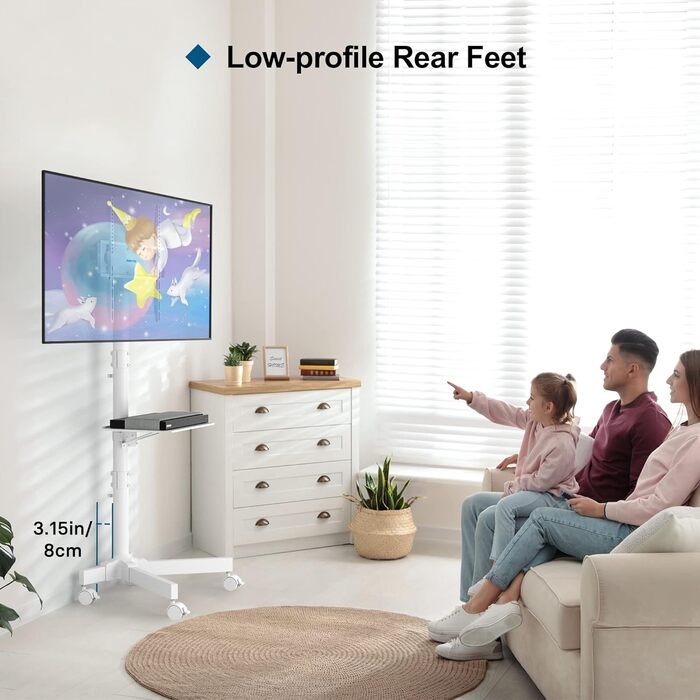 BONTEC Mobile TV Stand for 23-60 inch Plasma/LCD/LED TVs with Laptop Shelf - Adjustable Height, VESA 400x400, 25kg Capacity