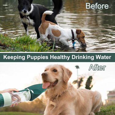 Водяна пляшка для собак 2-в-1 для прогулянок, подорожей та кемпінгу. Зручна водяна пляшка для тварин