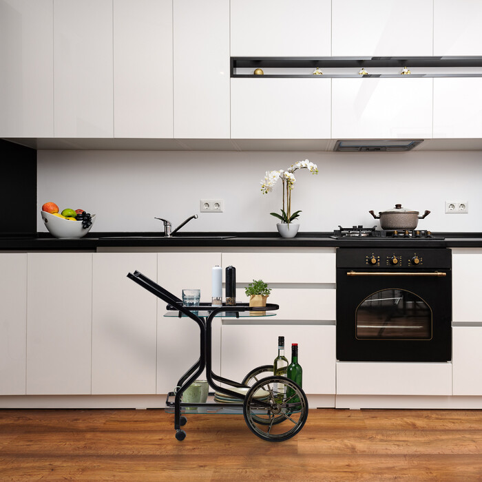 Relaxdays Black Serving Cart with 2 Levels