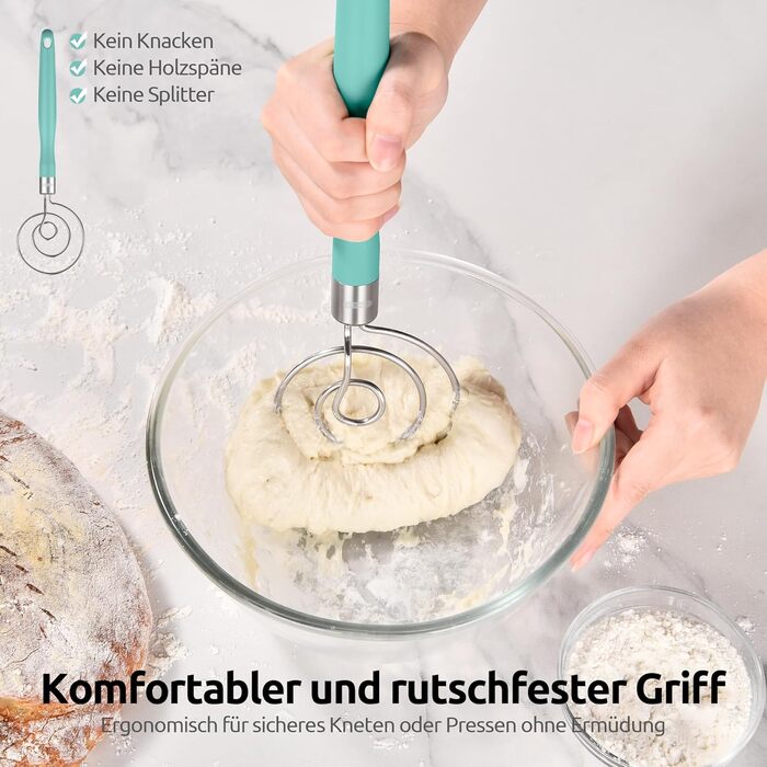 Міксер для тіста U-Taste: ручний віскер з нержавіючої сталі 18/8, 32 см, Aqua Sky