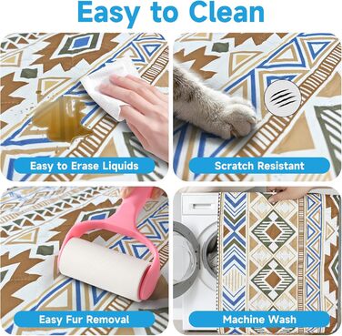 Двостороння водонепроникна ковдра для собак, чохол на ліжко для собак у стилі бохо, ковдра для домашніх тварин, захист дивану/крісла для цуценят, котів, дітей, пральна машина, зворотна сторона (Бежевий медальйон, 178 x 76 см)