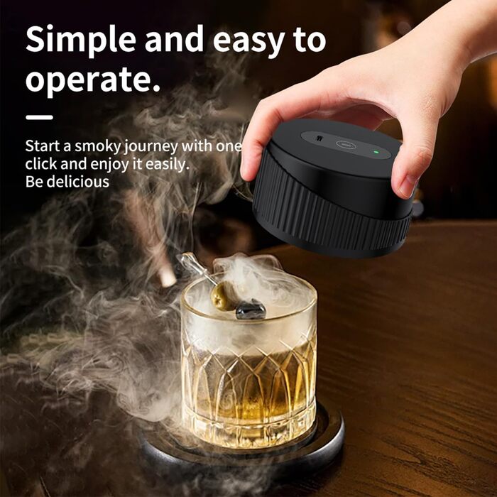 Портативний електричний димогенератор для віскі - багатофункціональний набір для коктейлів з 6 дерев'яними трісками (без бутану) з вбудованим запальничкою