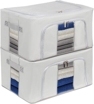 Органайзер для зберігання постільної білизни та одягу, 2 шт. (24L, сірий)