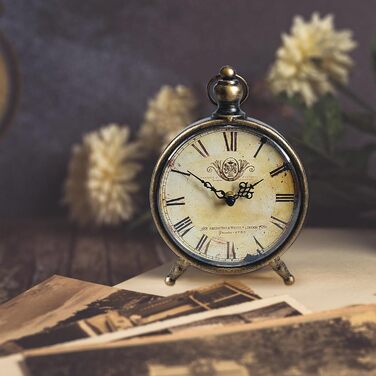 HZDHCLH Retro Silent Roman Table Clock for Living Room Bedroom Office Art Desk Clock (Copper Black)